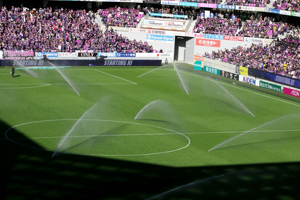 サンガスタジアムの一斉散水システム