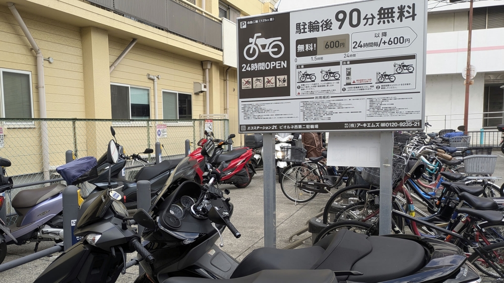 枚方市駅前バイクの駐輪所