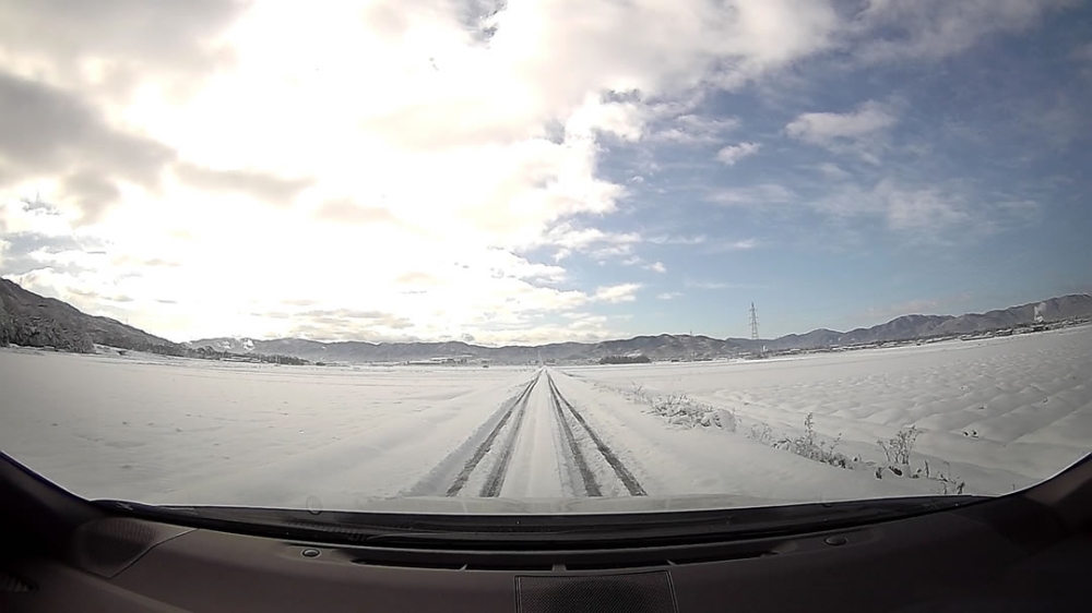 車内からの雪原