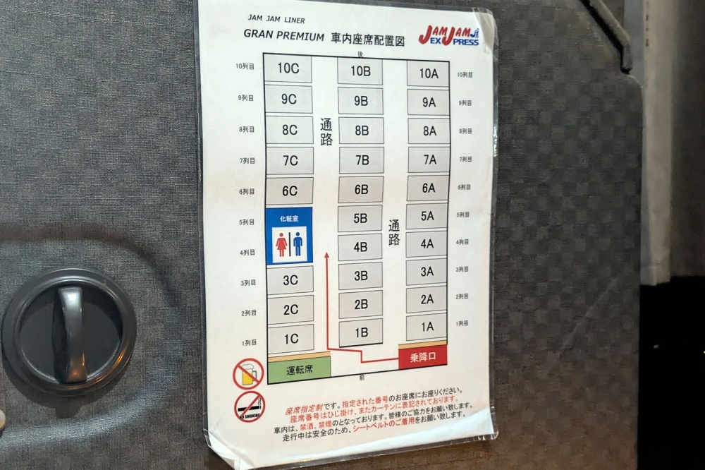 夜行バス3列座席表